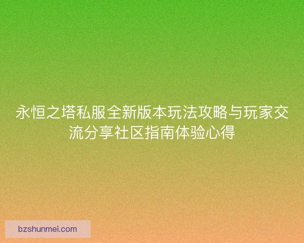 永恒之塔私服全新版本玩法攻略与玩家交流分享社区指南体验心得