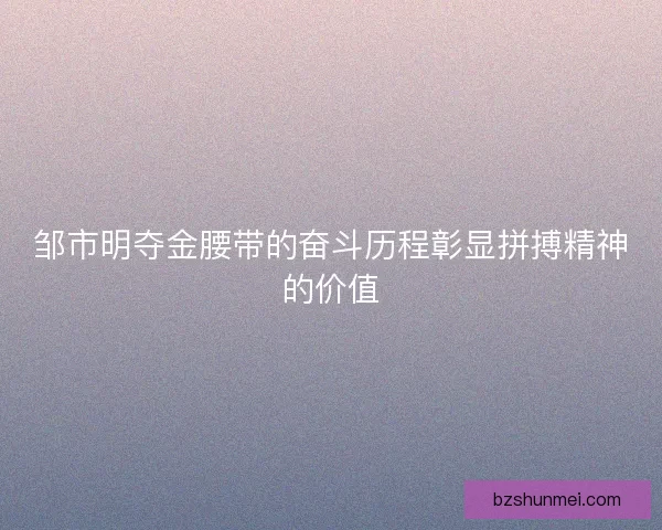 邹市明夺金腰带的奋斗历程彰显拼搏精神的价值 邹市明夺金腰带的奋斗历程彰显拼搏精神的价值