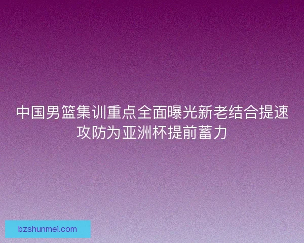 中国男篮集训重点全面曝光新老结合提速攻防为亚洲杯提前蓄力
